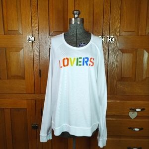 Sundry Pride white rainbow LOVERS super soft long sleeve sweatshirt